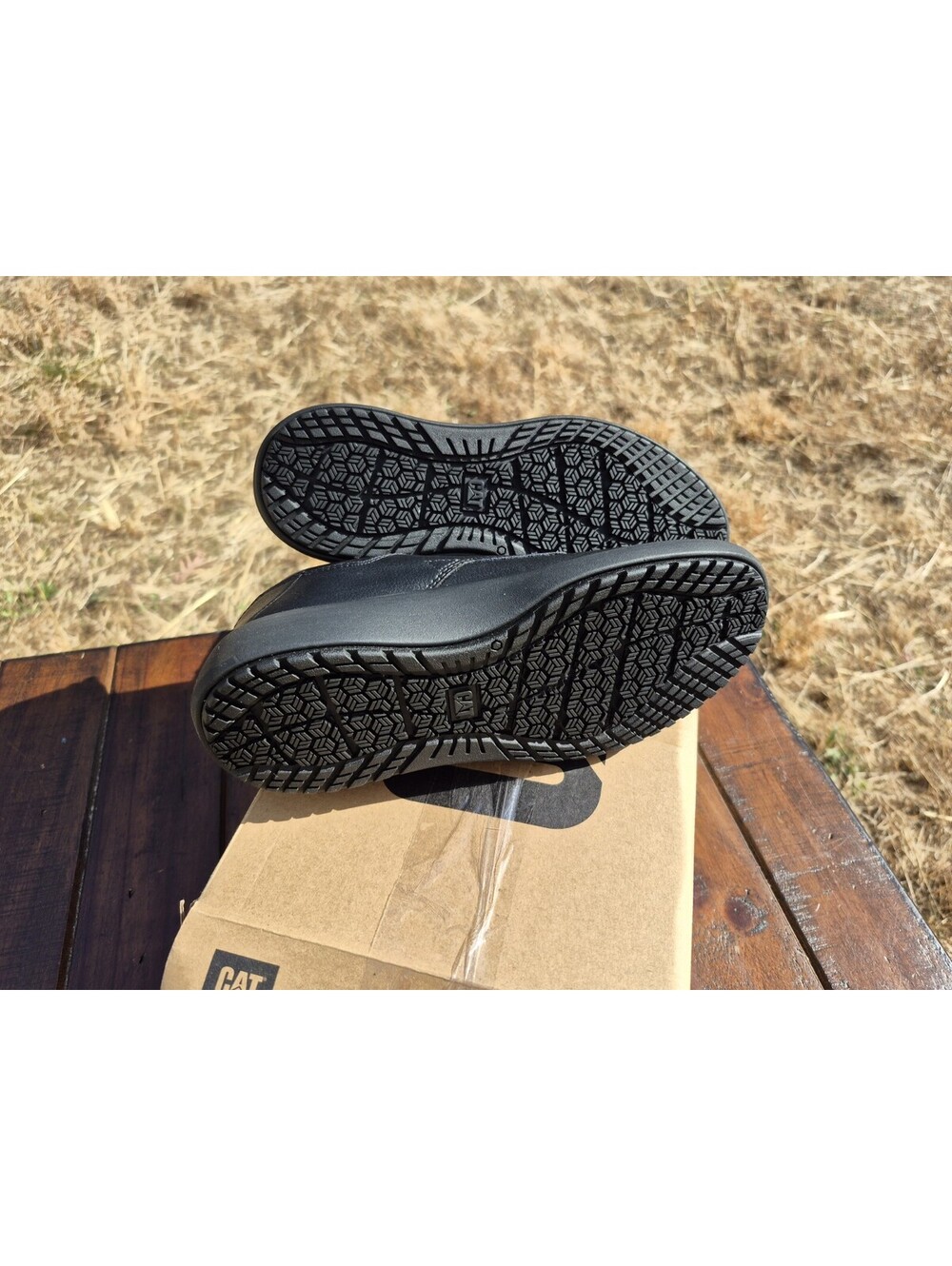Cat Footwear Women's Prorush Sr+ Oxford Food Service Work Shoes Black Leather 5 - Picture 8 of 9